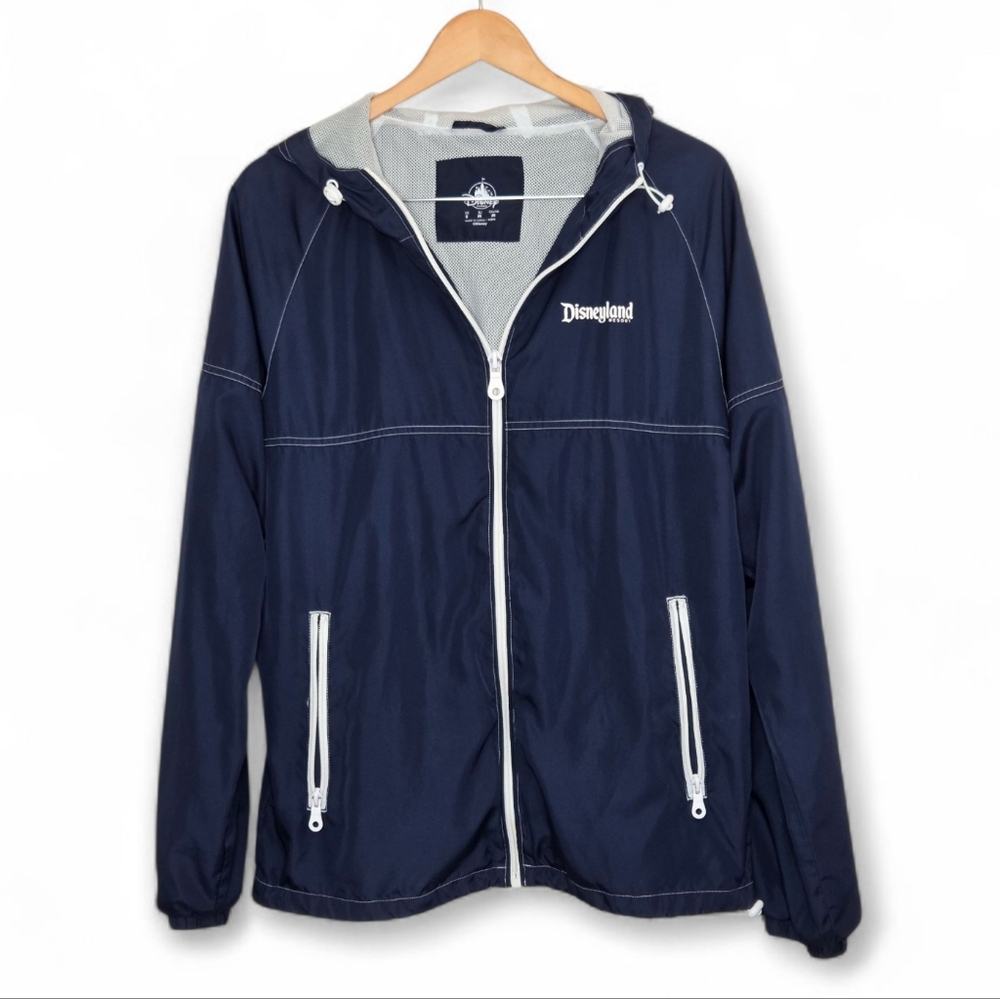 Walt Disney Parks Navy Blue Full Zip Lightweight Windbreaker Rain Jacket Small